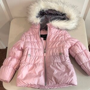 3T Puffer Jacket with Faux Fur Hood